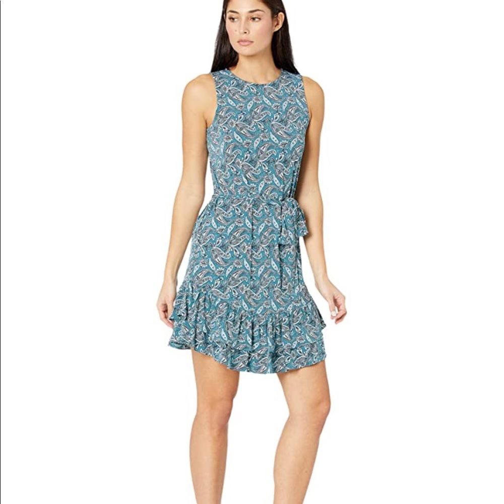 MICHAEL Michael Kors Petite Arabesque Ruffle Dress - Small - Blue and Green